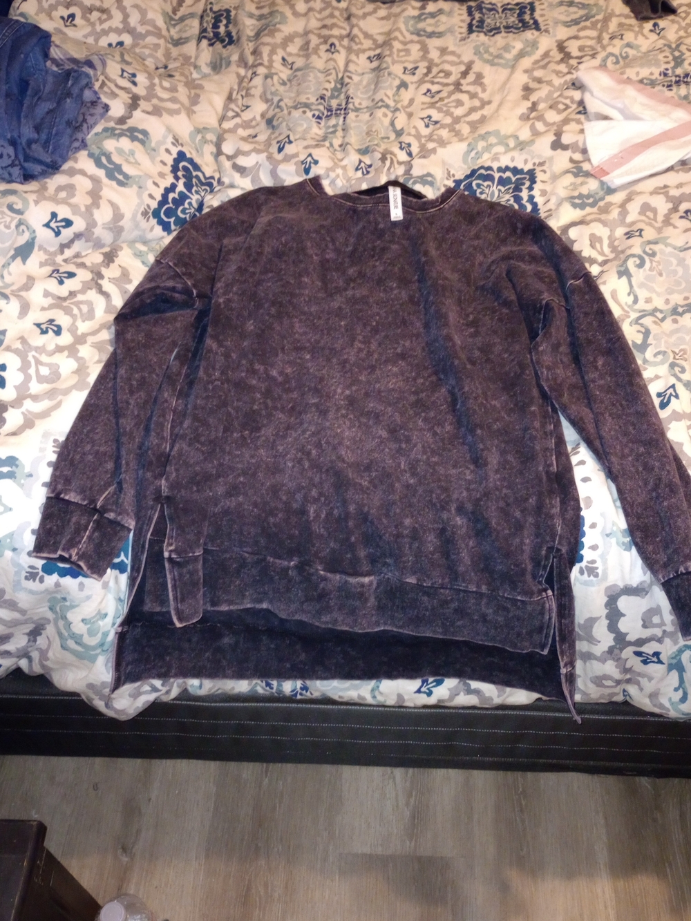 Black Acidwashed Tunic Tshirt